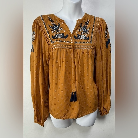 lovestitch Tops - Embroidered Mustard Blouse